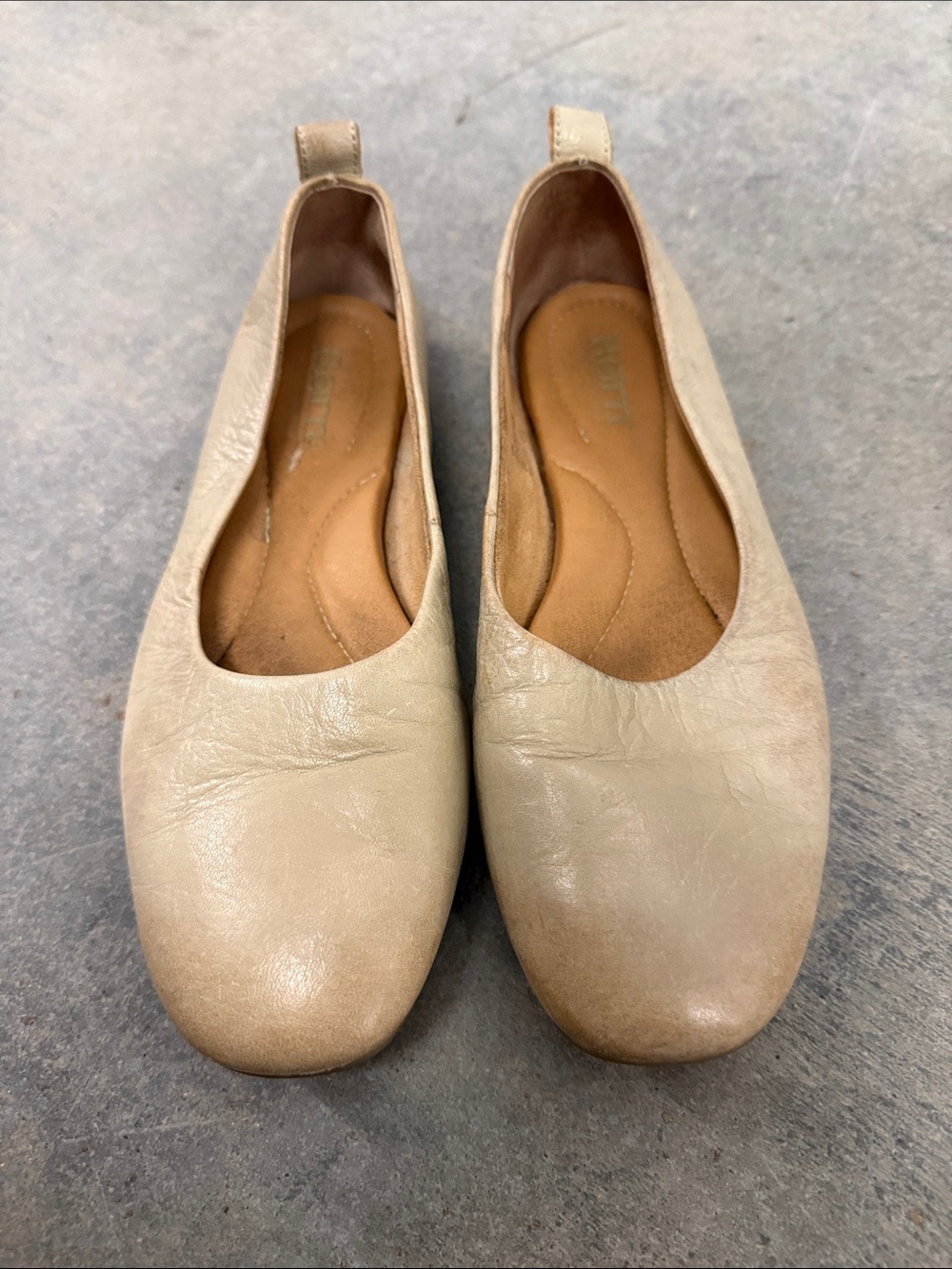 Born Beige Leather Slip-On Ballet Flats